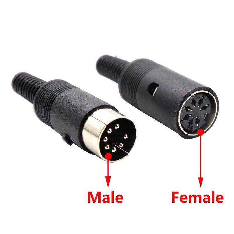Hxchen 2 Sets 7Pin Female + Male DIN Adapter Socket Audio AV Connector Black - Image 2